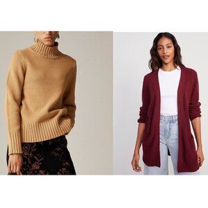 J CREW OLD NAVY LOT OF 2 COTTON TURTLENECK SWEATER CARDIGANS XS PETITE